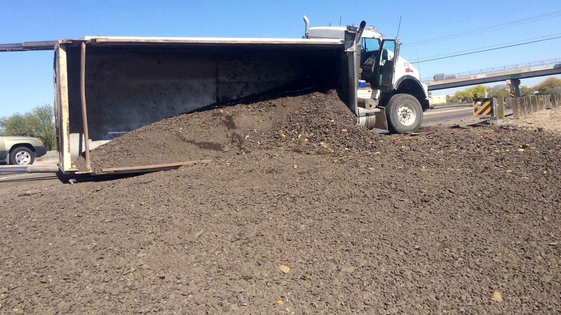 Gravel spill slowing traffic on Tucson's Interstate-19